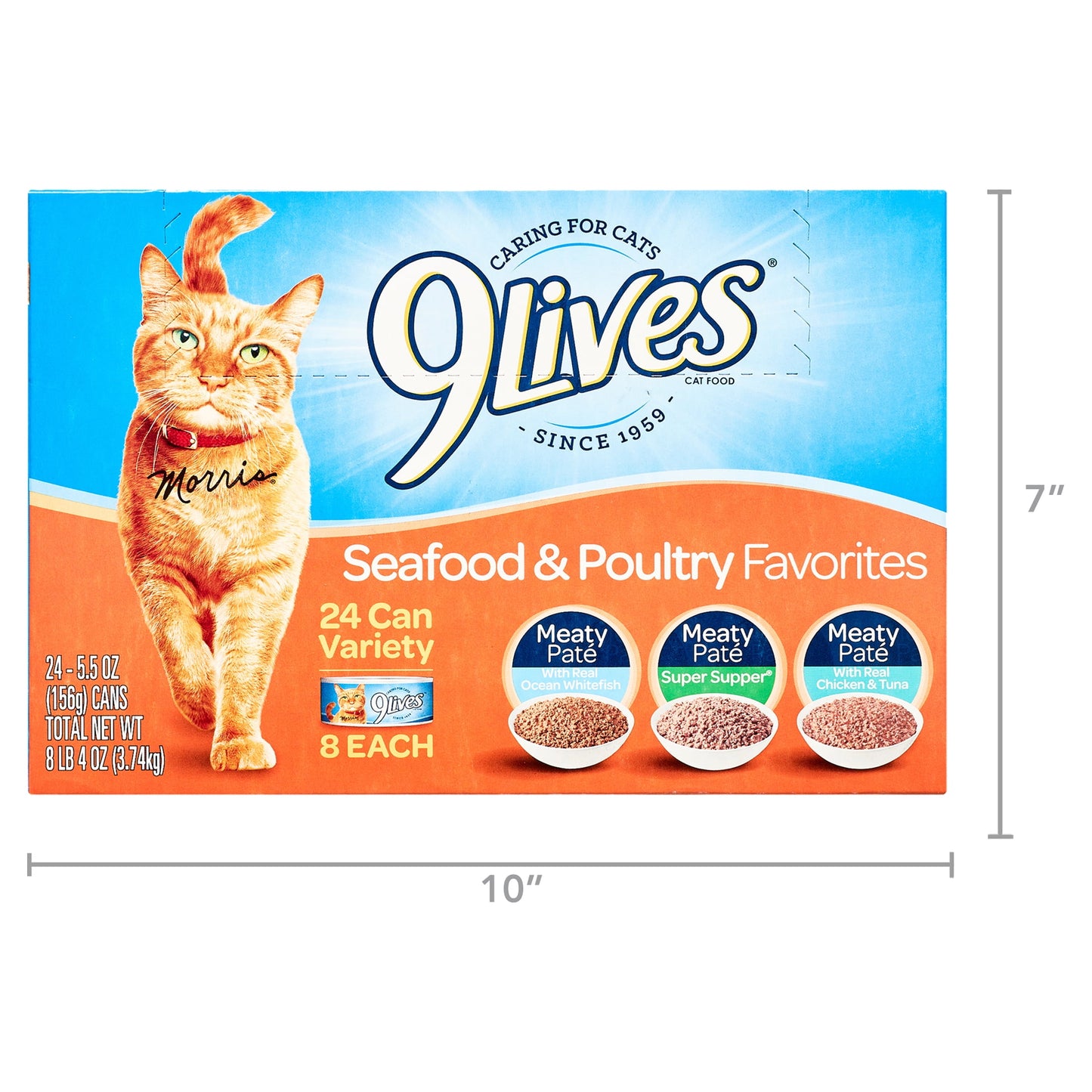 9Lives Seafood and Poultry Favorites Variety Pack Wet Cat Food, 24 5.5-Ounce Cans