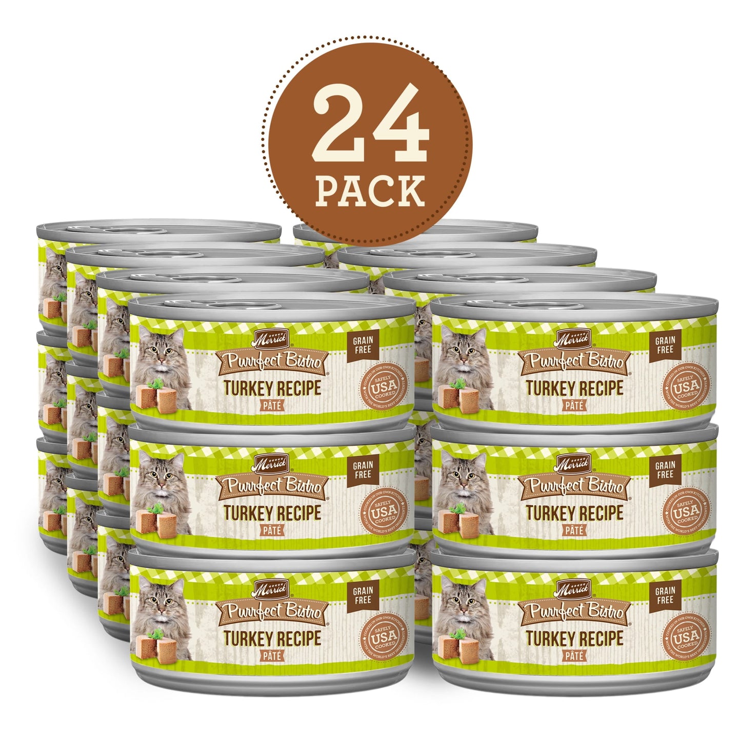 Merrick Purrfect Bistro, Grain Free High Protein Turkey, Wet Cat Food, 24 Count, 3 oz Cans