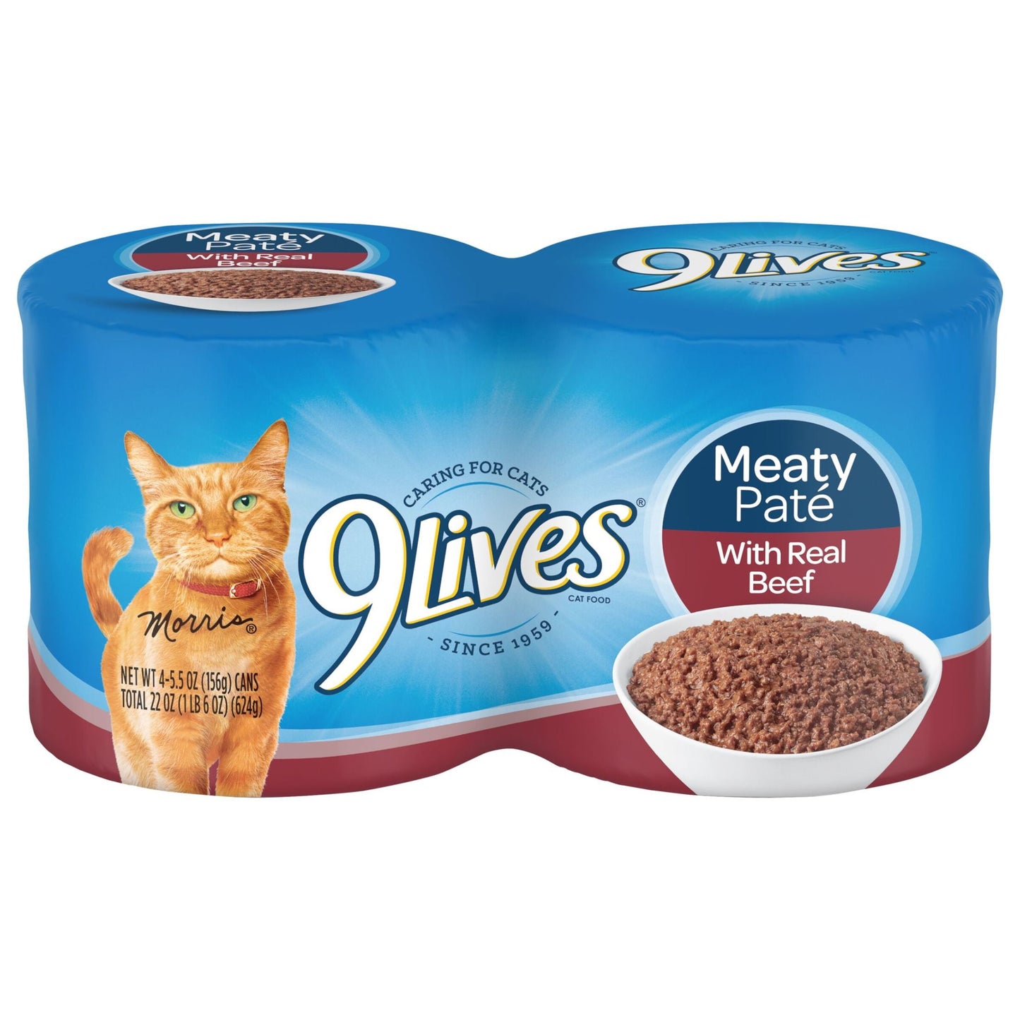 9Lives Meaty Paté with Real Beef Wet Cat Food, Pack of 4-5.5 Ounce Cans, 6 Count