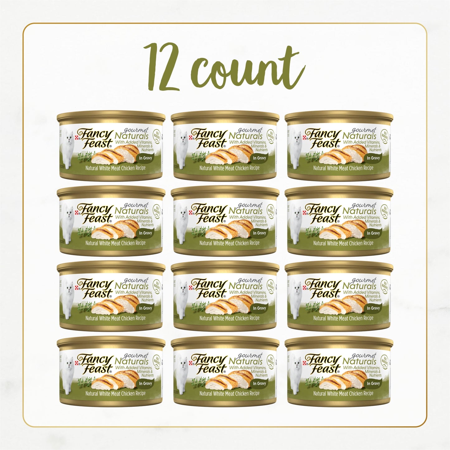 Purina Fancy Feast Gourmet Naturals Wet Cat Food, Chicken in Gravy, 3 oz Cans (12 Pack)
