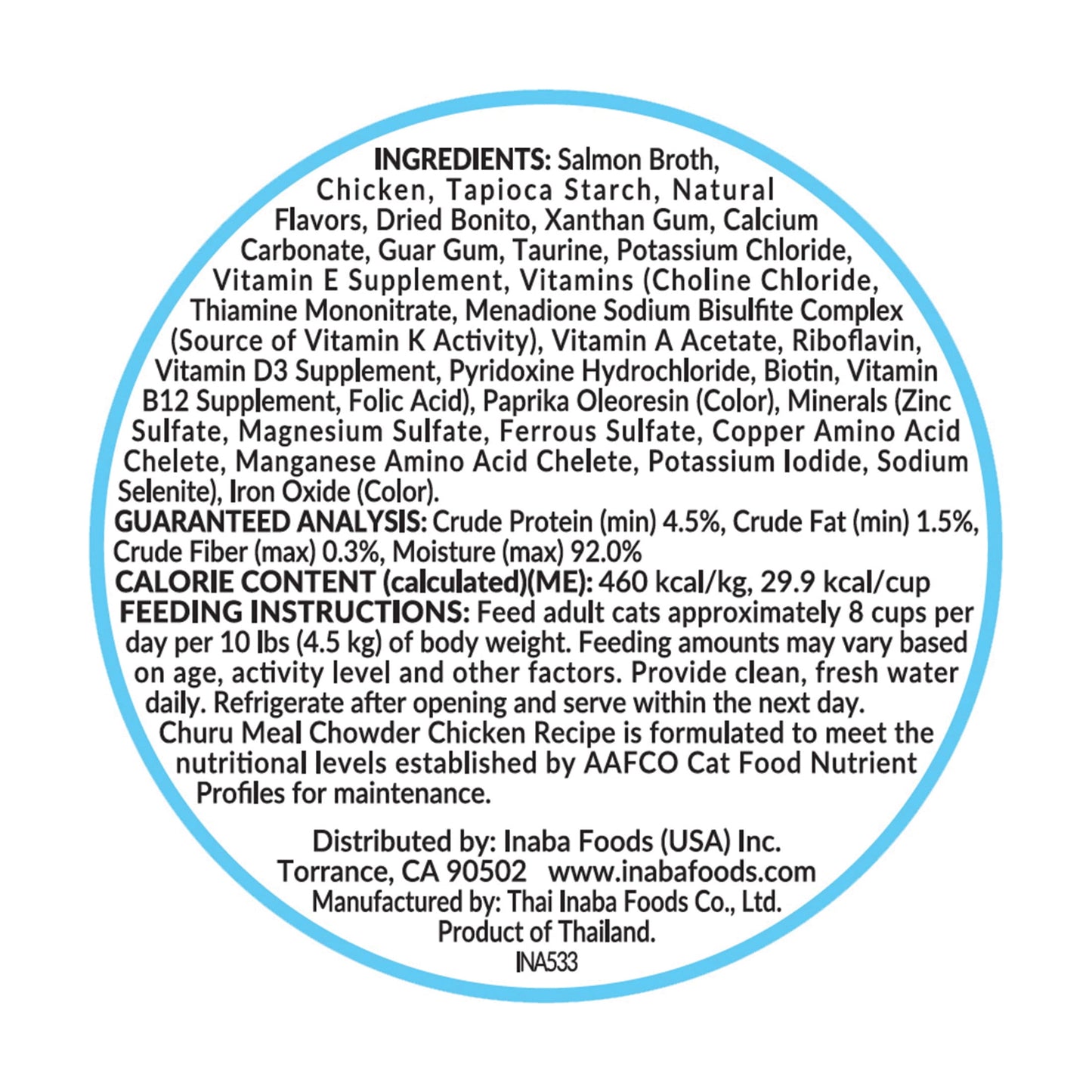 (6 pack) INABA Churu Meal Chowder Adult Wet Cat Food, 2.29 oz cup, Chicken Recipe with Salmon Flavor