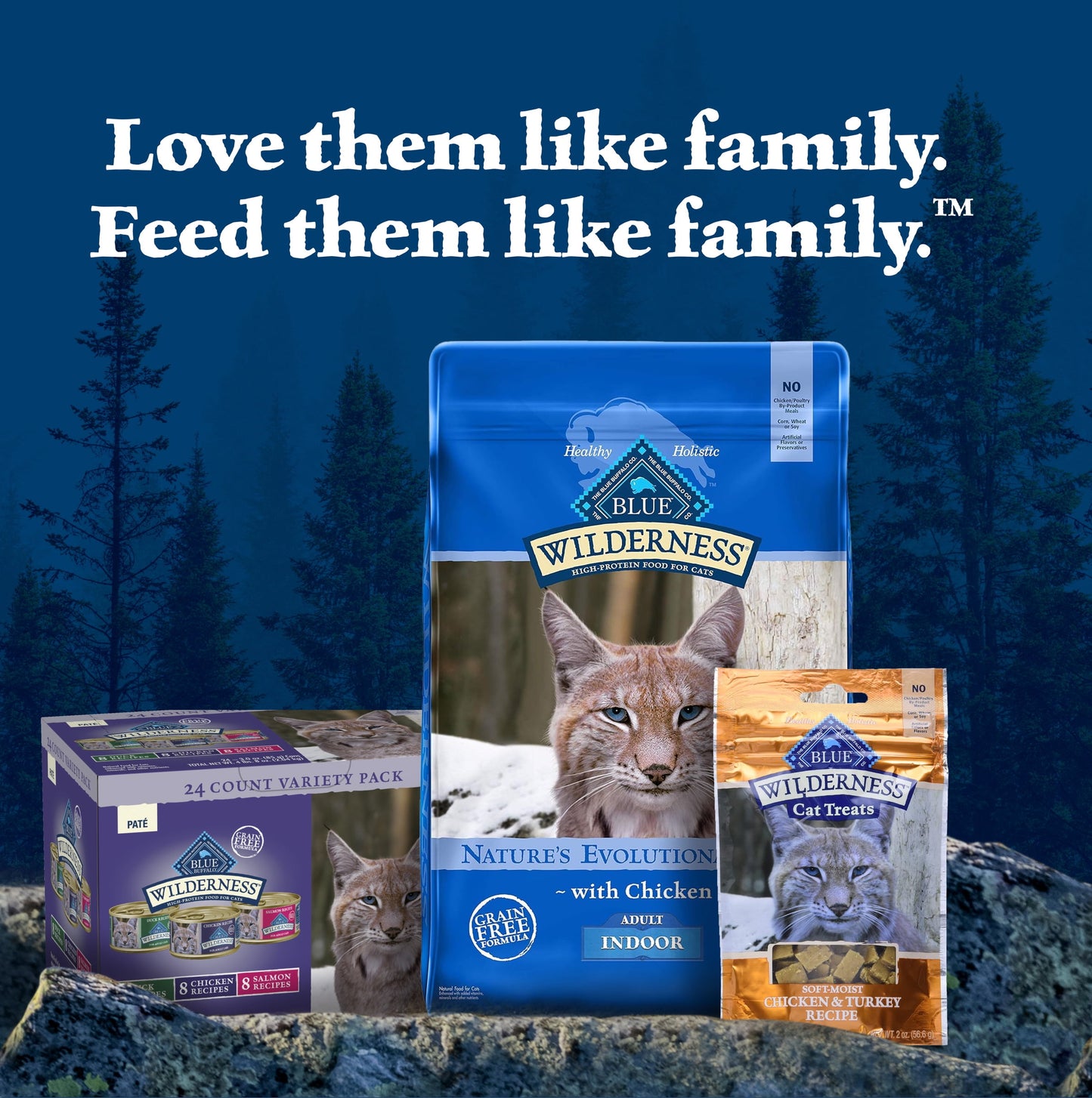 Blue Buffalo Wilderness High Protein, Natural Adult Pate Wet Cat Food Variety Pack (24 Count- 8 of Each Flavor)