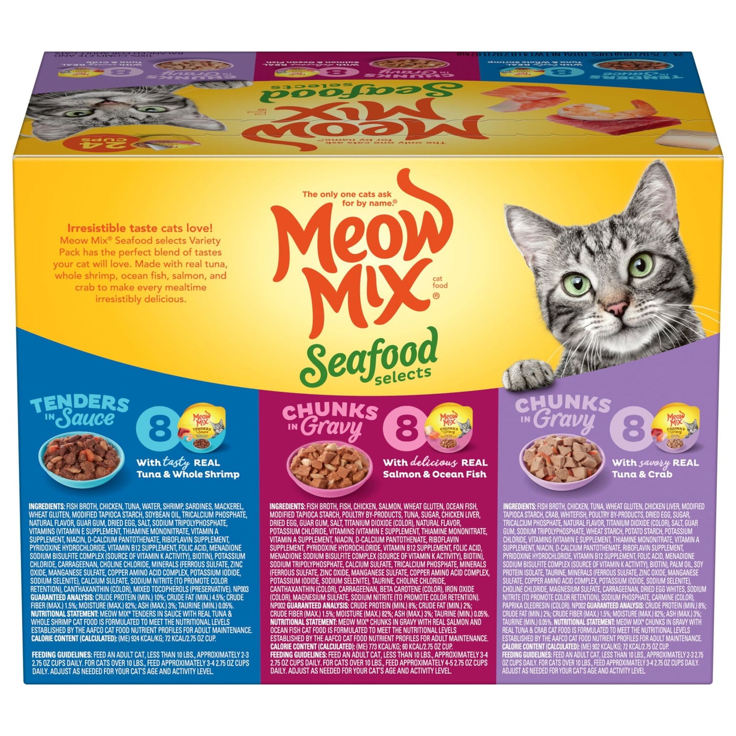 Meow Mix Seafood Selections Variety Pack, Wet Cat Food, 2.75 oz Cup (24 Pack)
