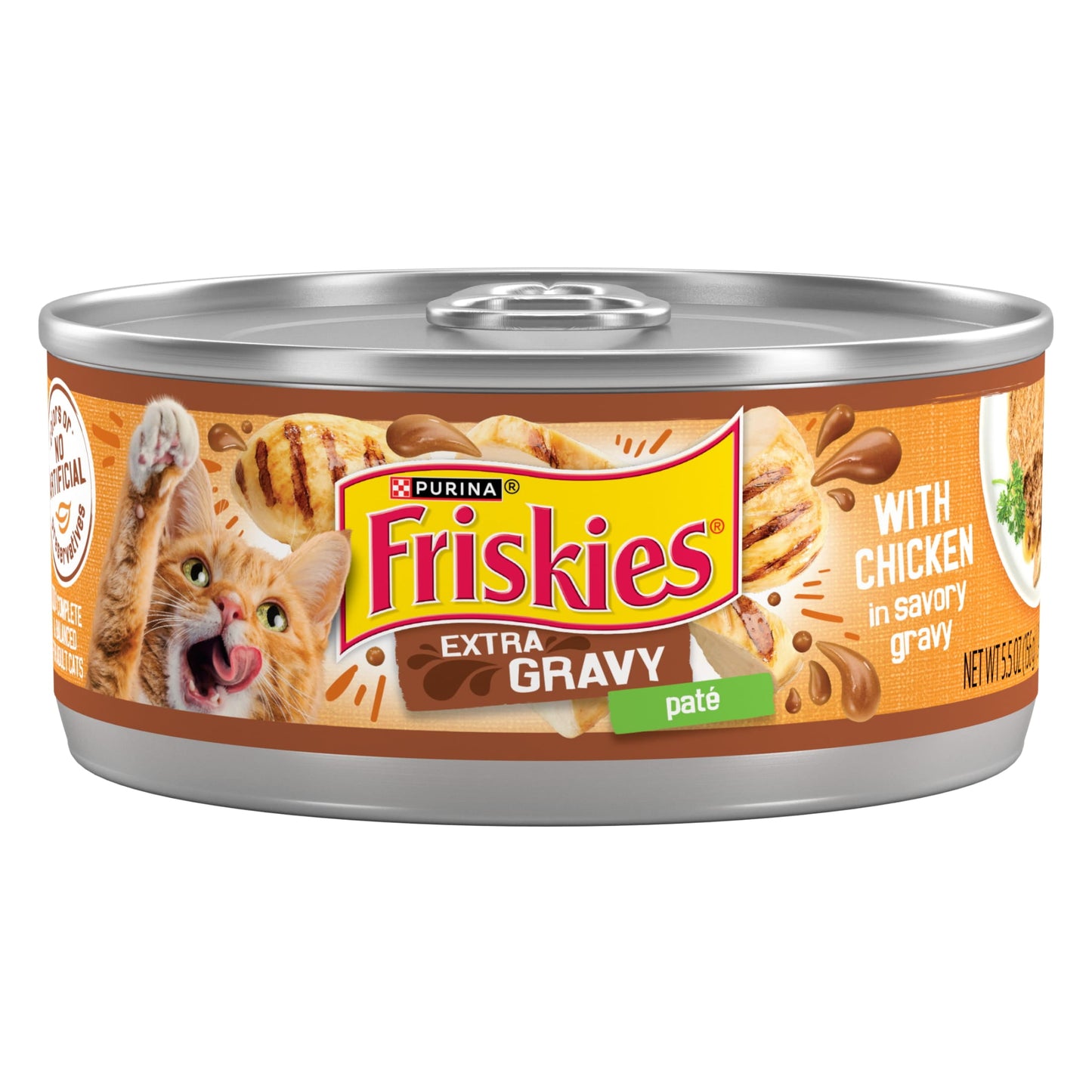 (24 pack) Purina Friskies Extra Gravy Pate With Chicken, Wet Cat Food, 5.5 oz Can