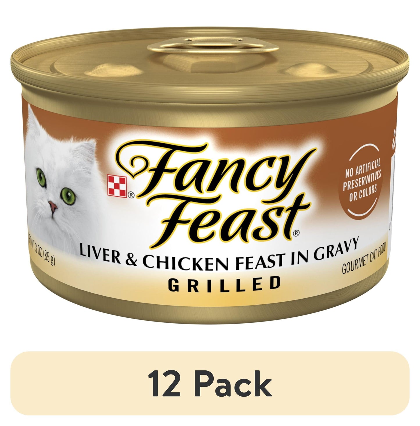 (12 pack) Purina Fancy Feast Grilled Kitten Food, Wet Cat Food, Liver & Chicken Feast in Gravy, 3 oz Can