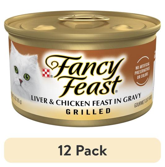 (12 pack) Purina Fancy Feast Grilled Kitten Food, Wet Cat Food, Liver & Chicken Feast in Gravy, 3 oz Can