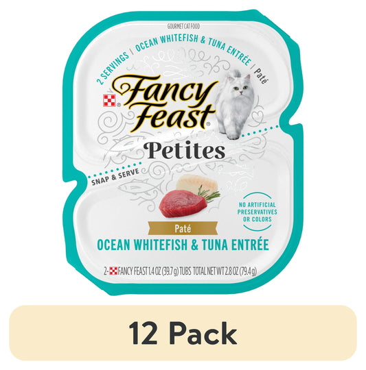 (12 pack) Purina Fancy Feast Petites Ocean Whitefish and Tuna Entrée Gourmet Wet Cat Food Pate