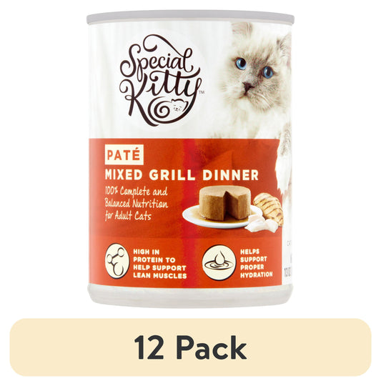 (12 pack) Special Kitty Mixed Grill Dinner Pate Wet Cat Food, 13 oz Can