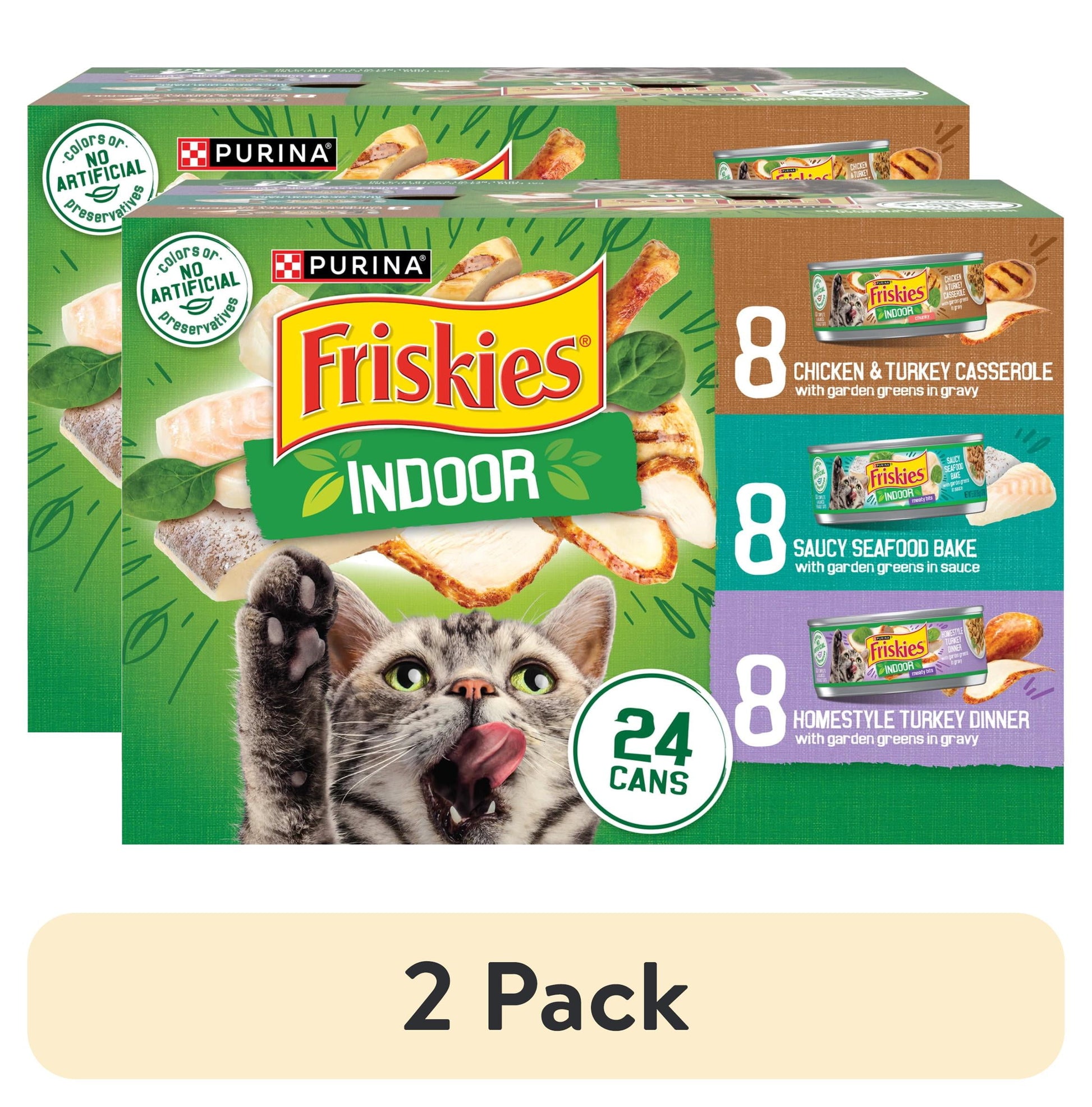 (2 pack) Purina Friskies Variety Pack, Wet Cat Food, 5.5 oz Cans, 24 Pack