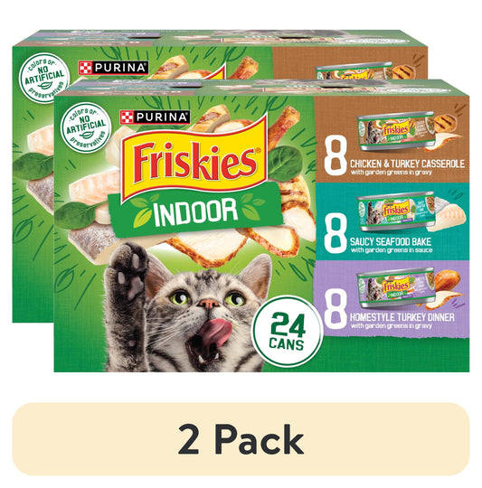 (2 pack) Purina Friskies Variety Pack, Wet Cat Food, 5.5 oz Cans, 24 Pack