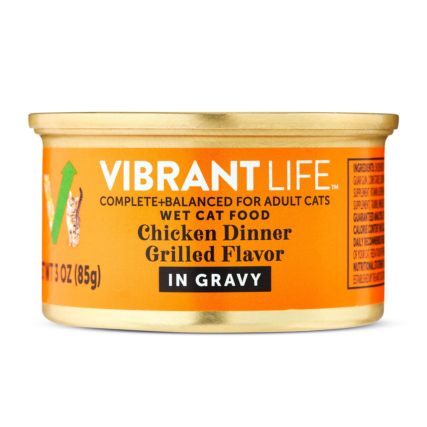 (8 pack) Vibrant Life Chicken Dinner Grilled Flavor Cuts in Gravy Wet Cat Food, 3 oz Can