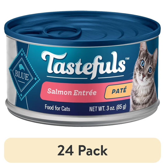 (24 pack) Blue Buffalo Tastefuls Wet Cat Food Paté Salmon Entrée 3-oz. Can
