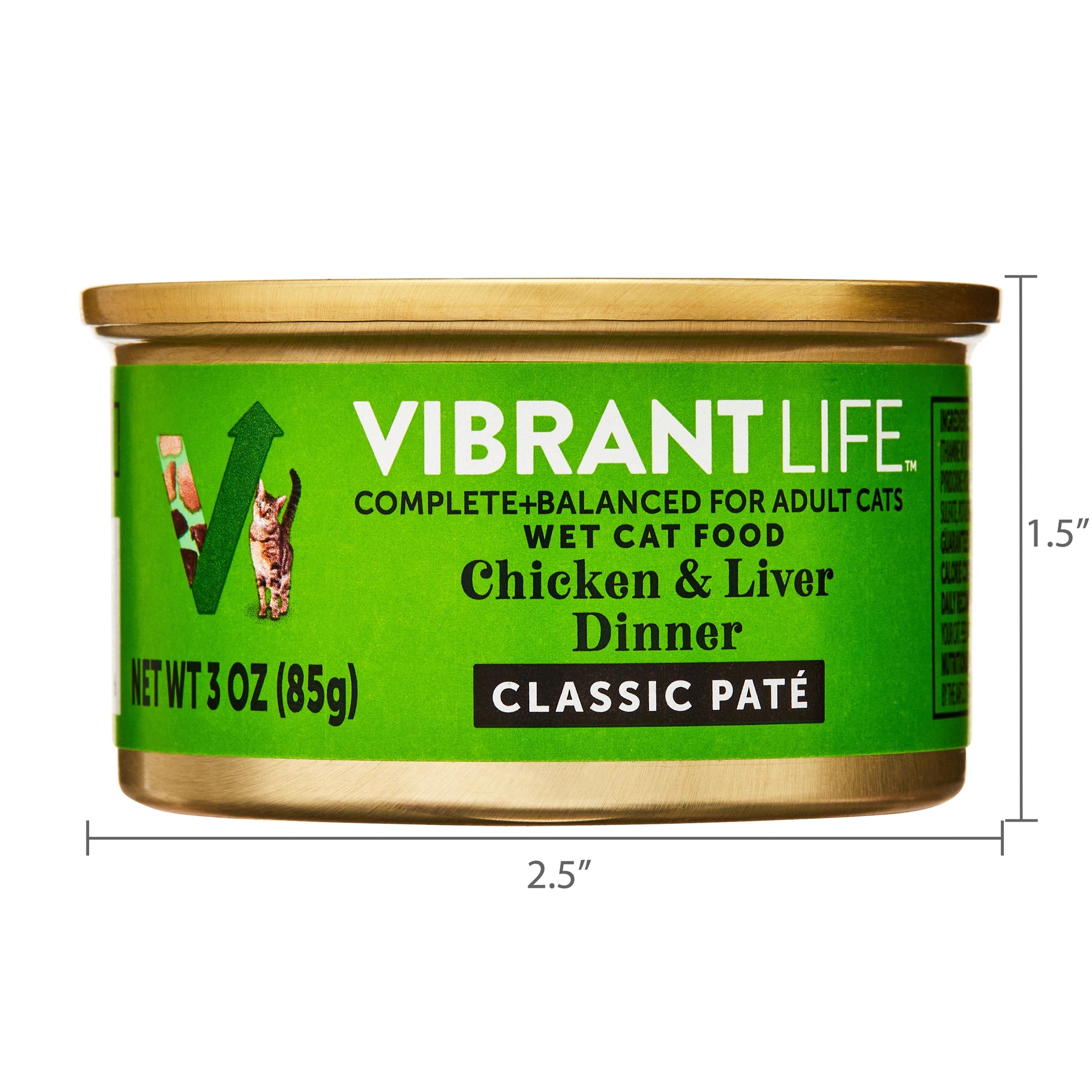 (8 pack) Vibrant Life Chicken & Liver Dinner Classic Pate Wet Cat Food, Grain-Free, 3 oz Can