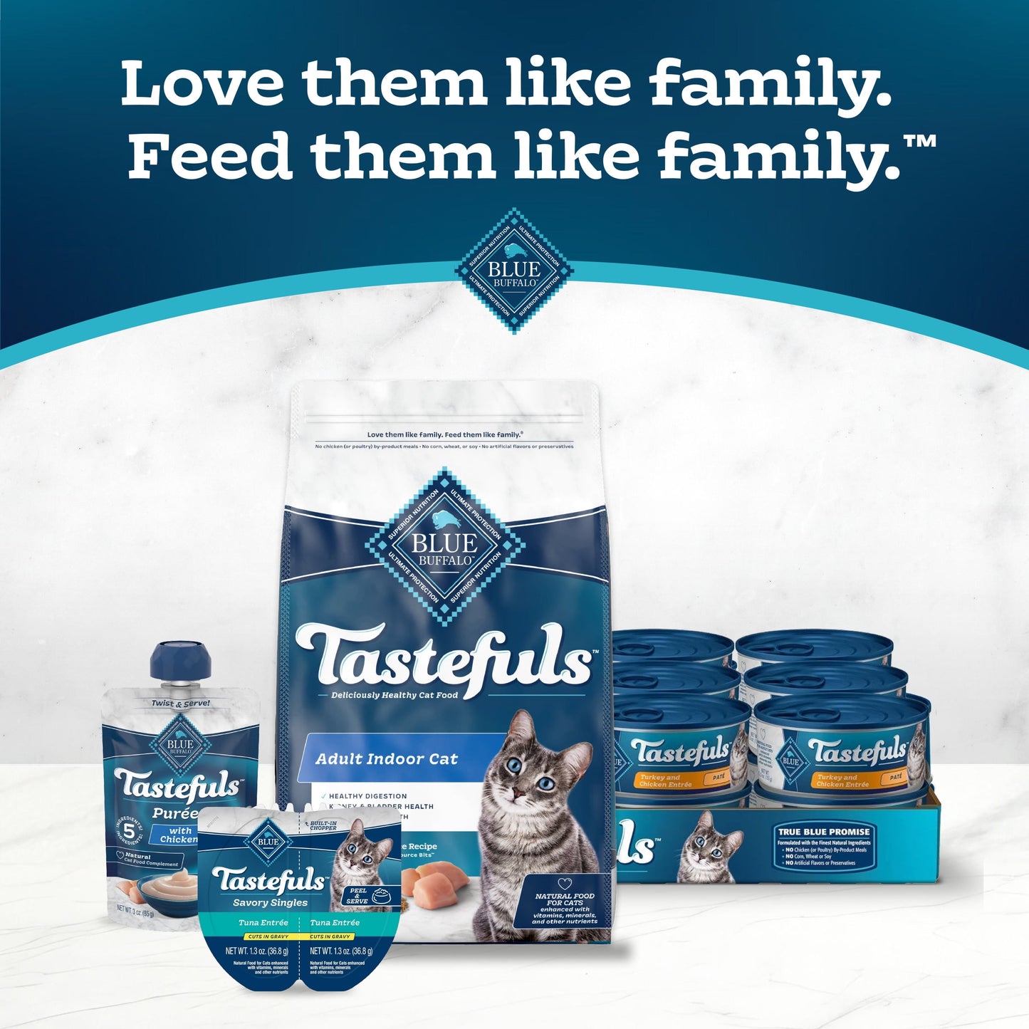 (4 pack) Blue Buffalo Tastefuls Adult Cat Wet Food, Chicken Morsels in Gravy, 5.5-oz. Can