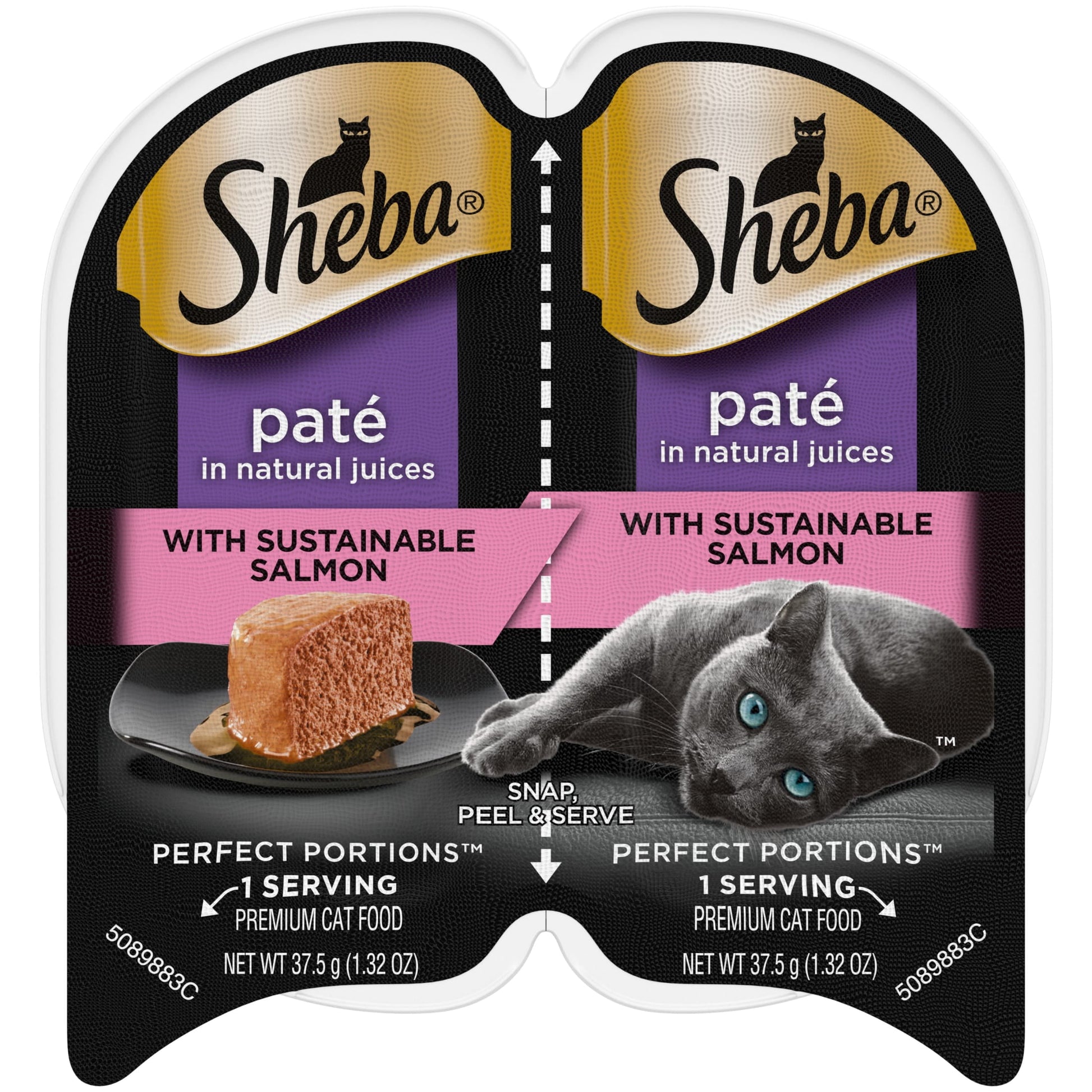 (6 pack) Sheba Perfect Portions With Sustainable Salmon Wet Cat Food Pate, 2.6 Oz Twin-Pack Tray