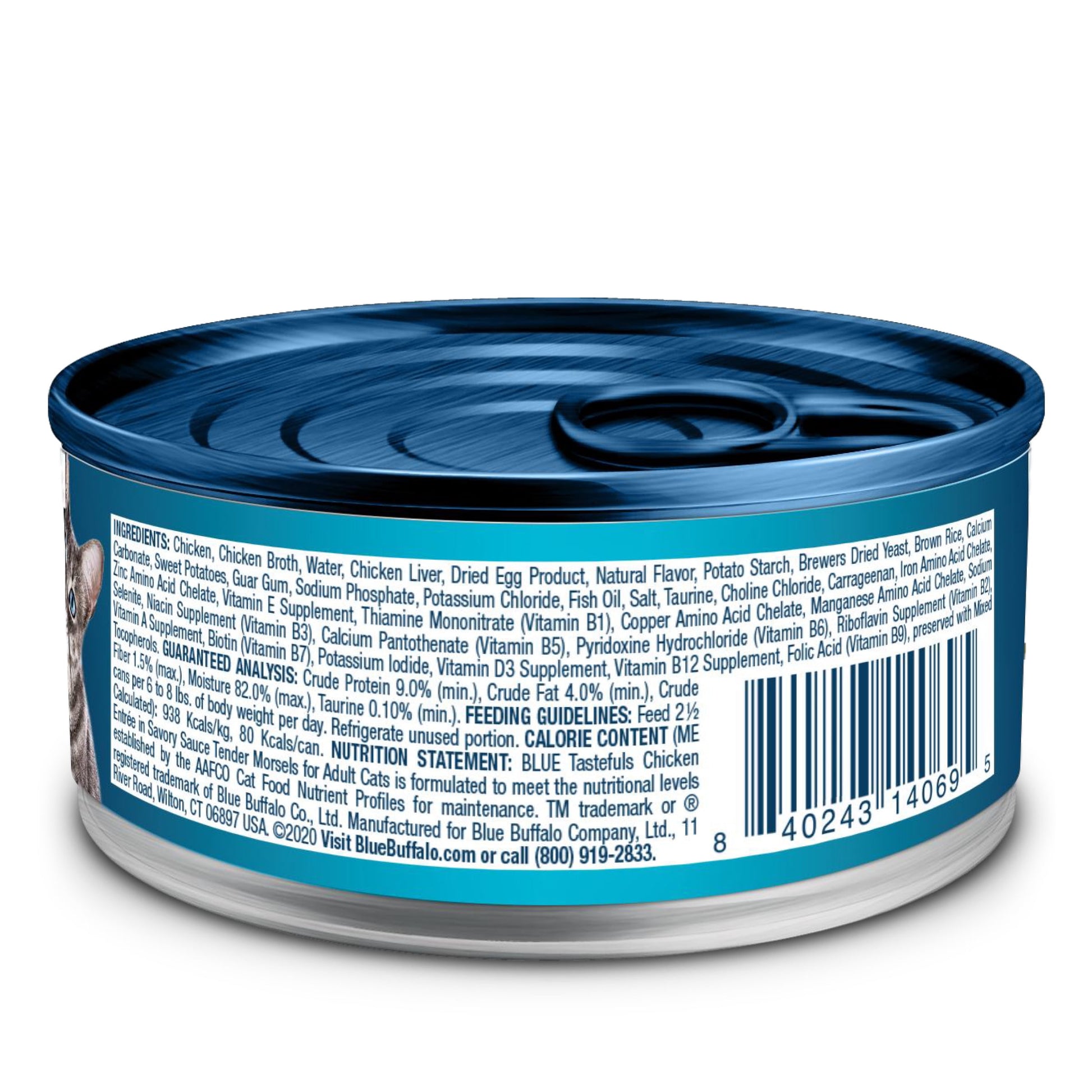 (4 pack) Blue Buffalo Tastefuls Adult Cat Wet Food, Chicken Morsels in Gravy, 5.5-oz. Can