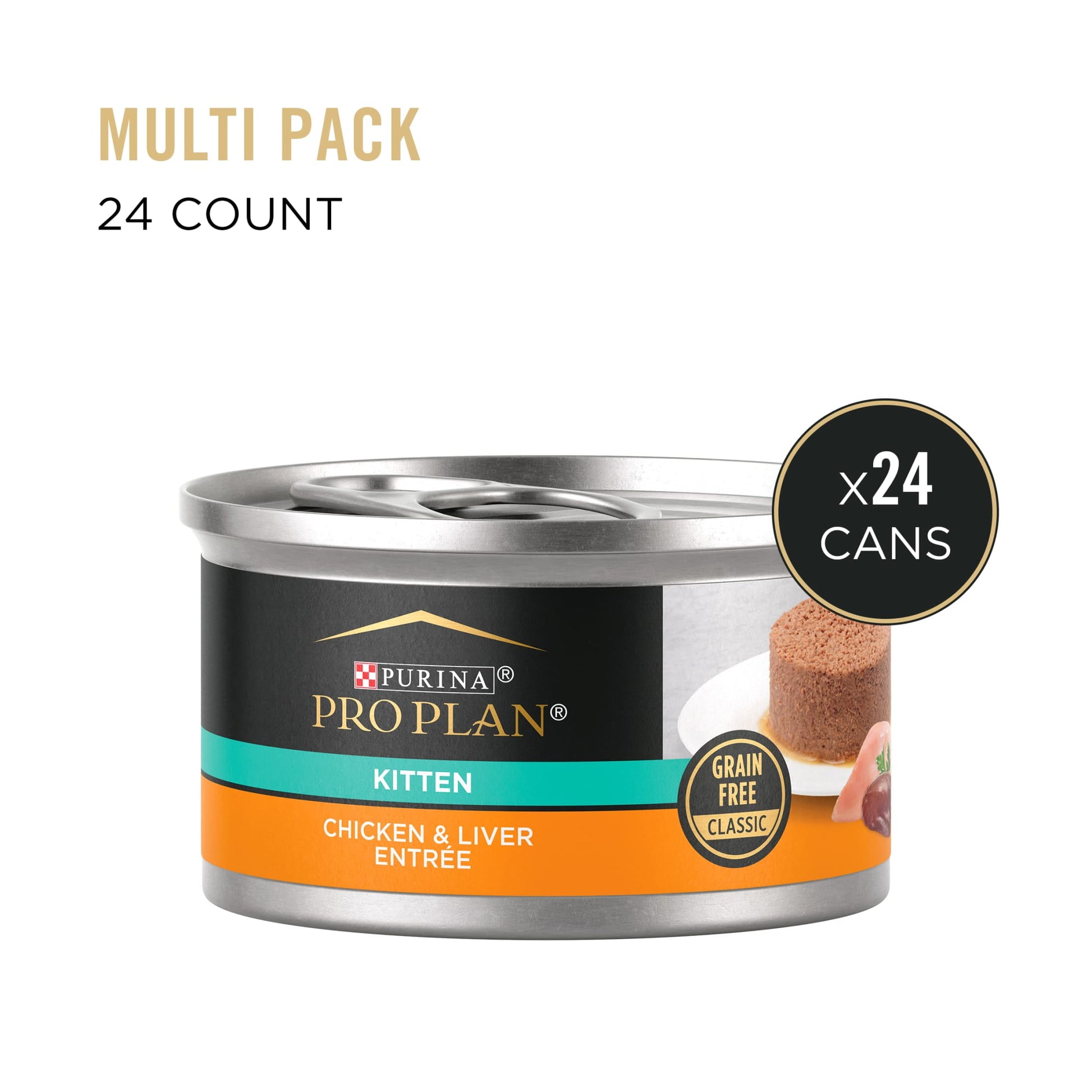 Purina Pro Plan, Grain-Free Chicken & Liver, Wet Kitten Food, 3 oz Cans, 24 Pack