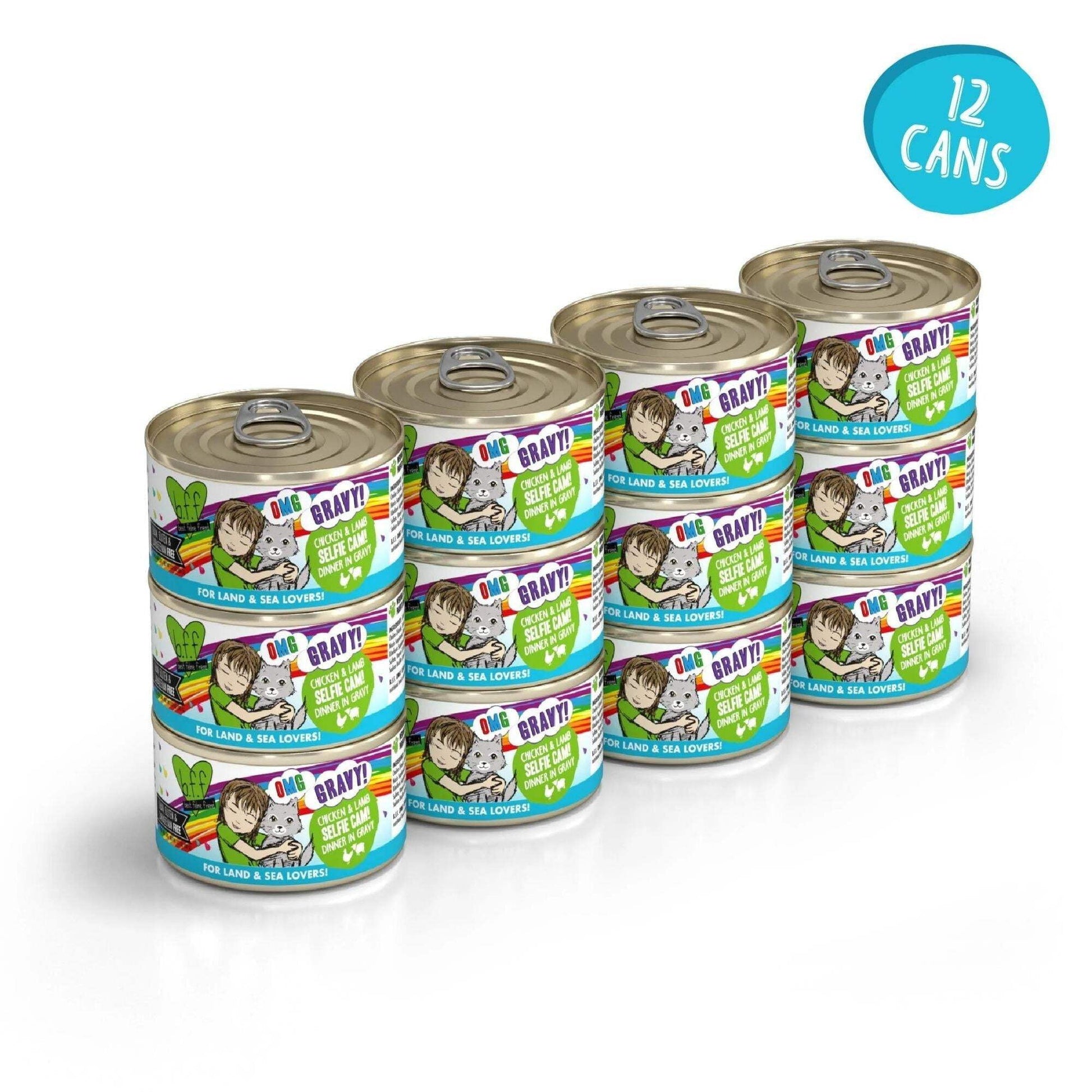BFF Cat OMG Chicken  Lamb Selfie Cam! Chicken  Lamb Dinner in Gravy 2.8oz. (Case of 12)