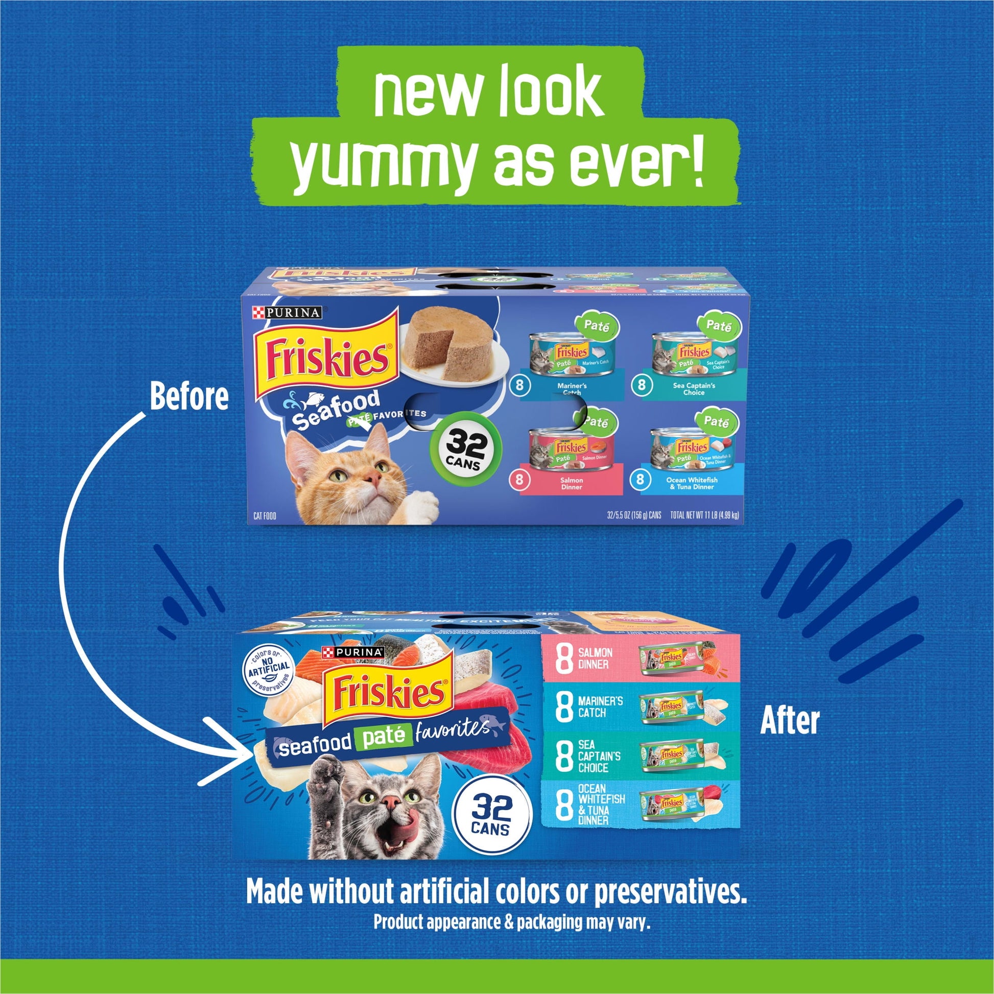 (2 pack) Purina Friskies Pate Seafood Favorites Variety Pack, Wet Cat Food, 5.5 oz Cans, 32 Pack