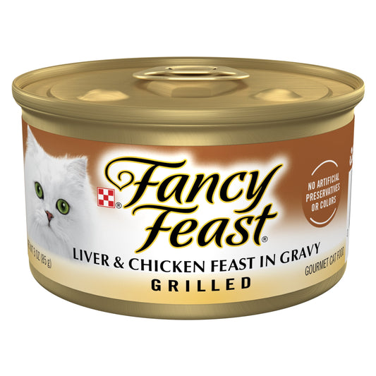 (12 pack) Purina Fancy Feast Grilled Kitten Food, Wet Cat Food, Liver & Chicken Feast in Gravy, 3 oz Can