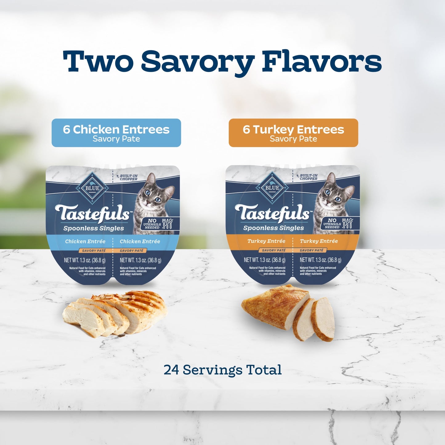 Blue Buffalo Tastefuls Spoonless Wet Cat Food Paté, 2.6-oz. Twin Packs, Chicken & Turkey (12 Ct.)