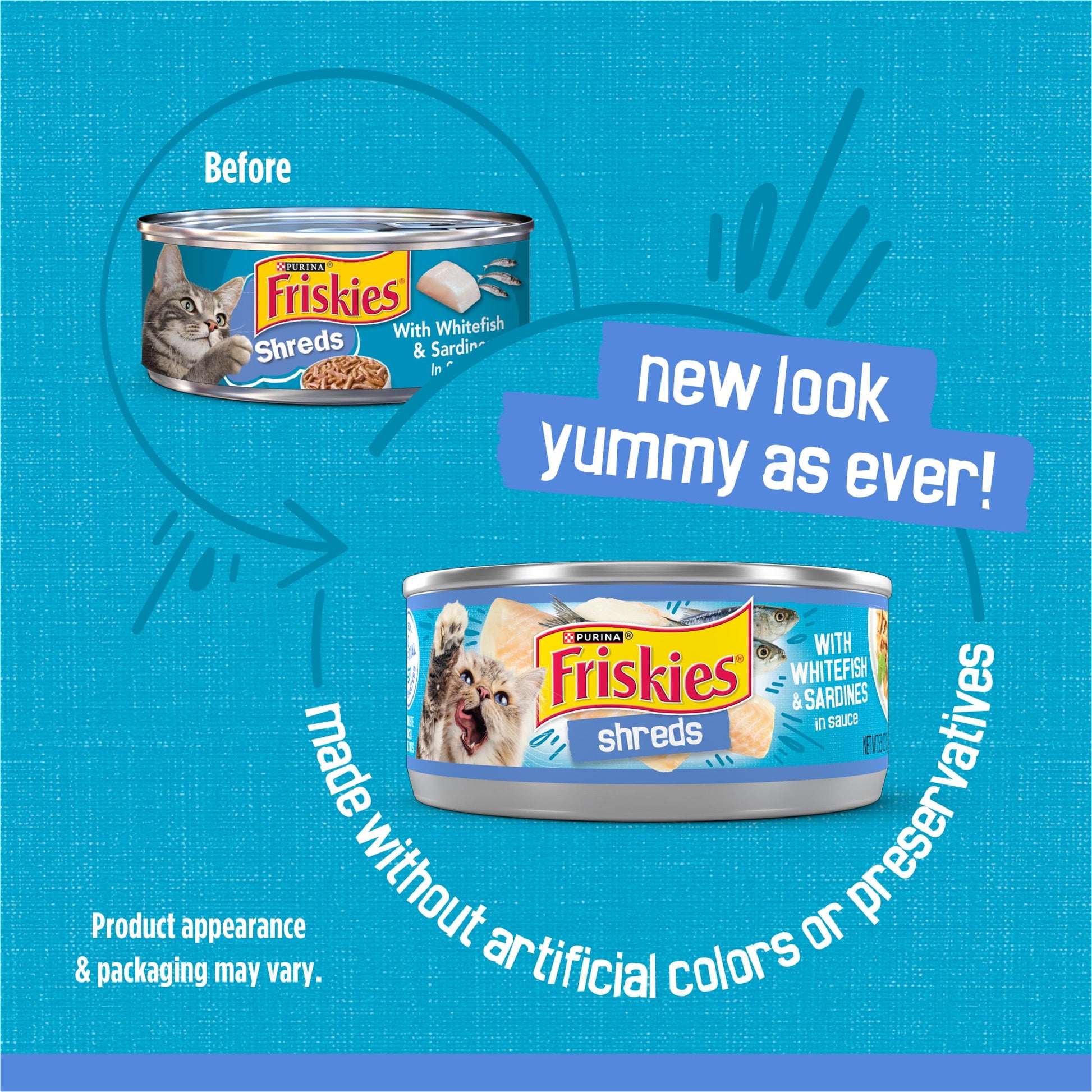Purina Friskies Shreds Gravy, Soft Whitefish & Sardines, Wet Cat Food, 5.5 oz Cans, 24 Pack