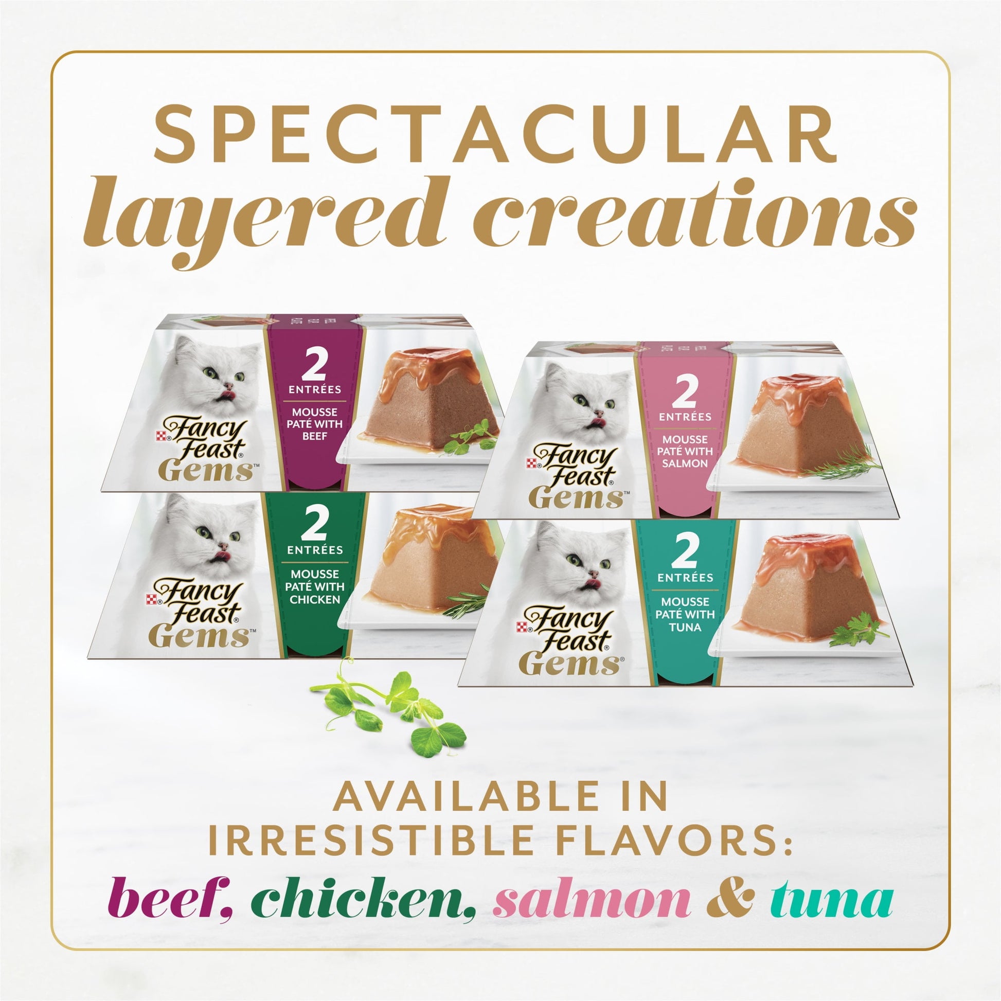 Purina Fancy Feast Gems Wet Cat Food Mousse Pate with Beef and Halo of Savory Gravy (2) 2 oz Tubs