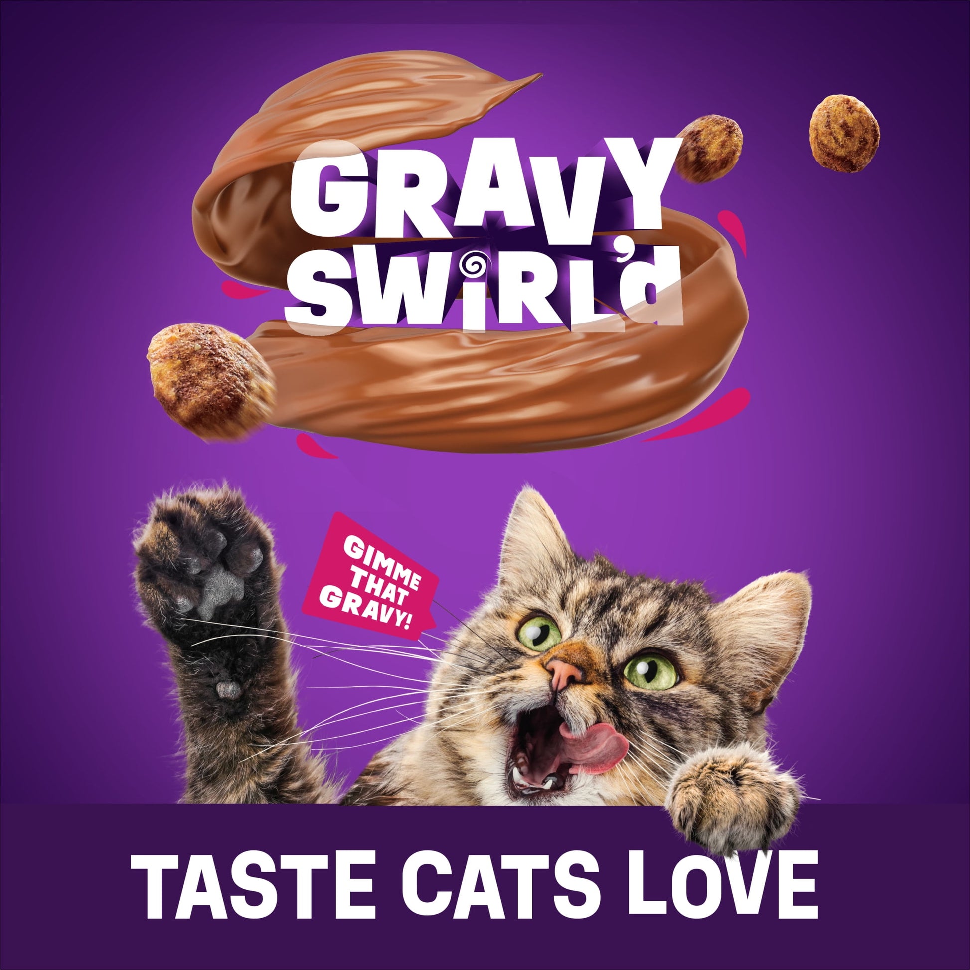 Purina Friskies Dry Cat Food Gravy Swirl'd with Flavors of Chicken, Salmon and Gravy Dry Cat Food, 16 lb Bag