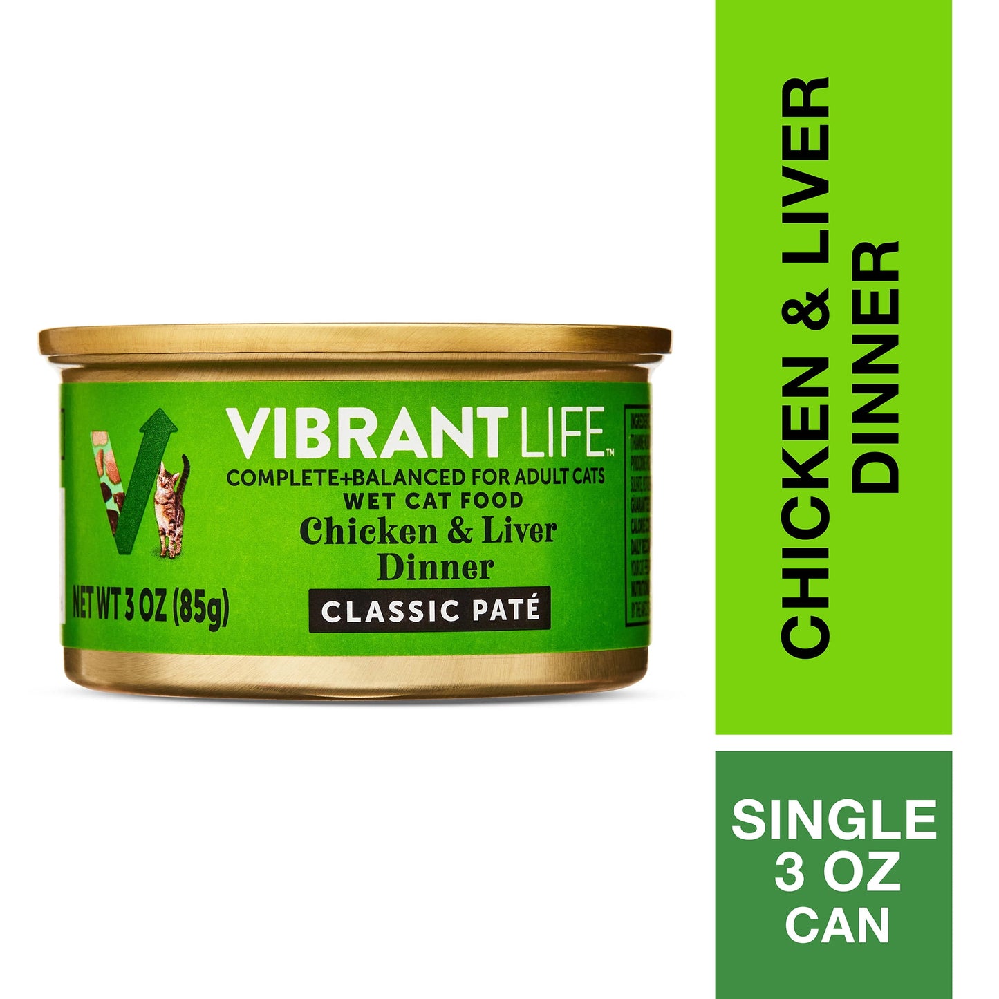 (8 pack) Vibrant Life Chicken & Liver Dinner Classic Pate Wet Cat Food, Grain-Free, 3 oz Can