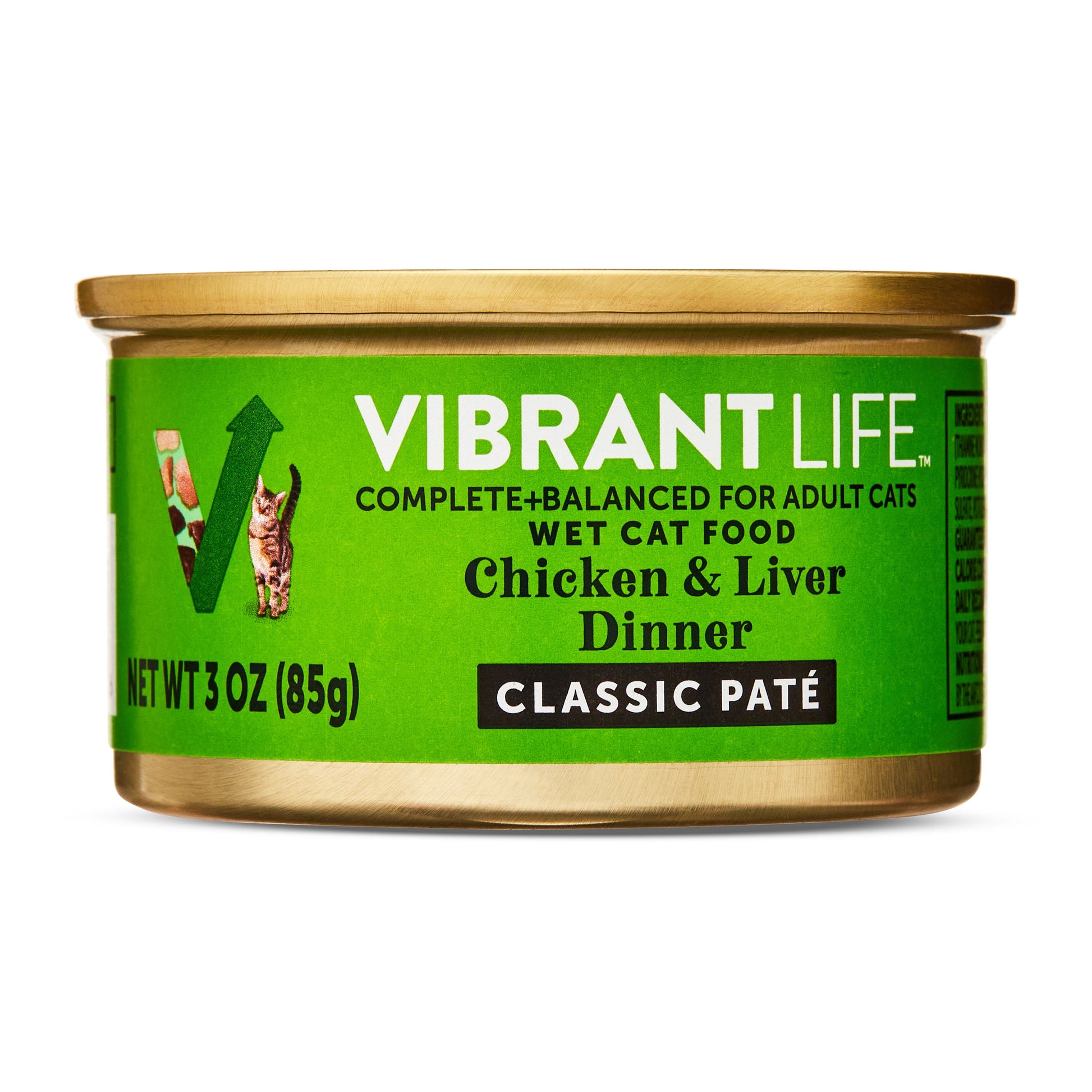 (8 pack) Vibrant Life Chicken & Liver Dinner Classic Pate Wet Cat Food, Grain-Free, 3 oz Can