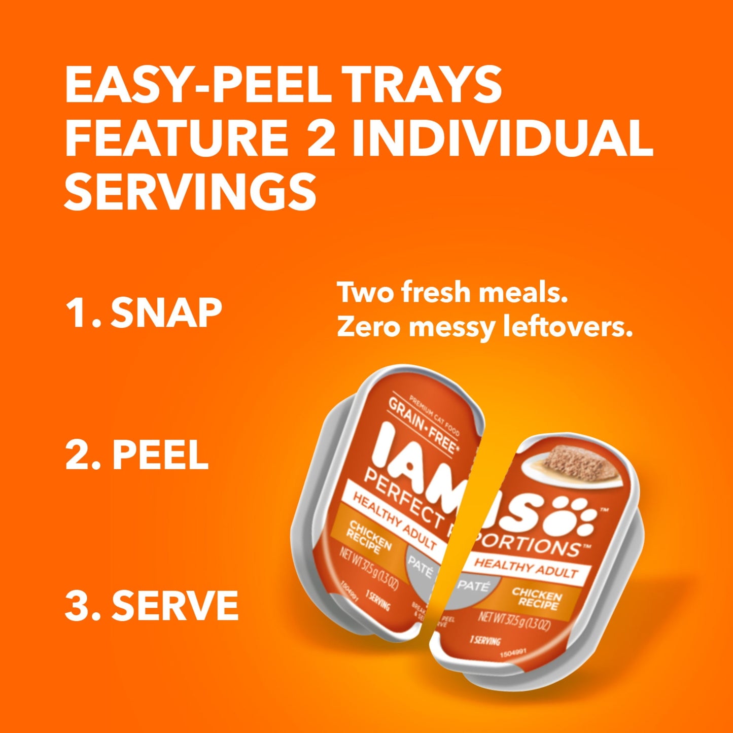 (24 pack) Iams Perfect Portions Healthy Kitten Grain Free Wet Cat Food Pate, Chicken Recipe, 2.6 Oz  Twin-Pack Tray