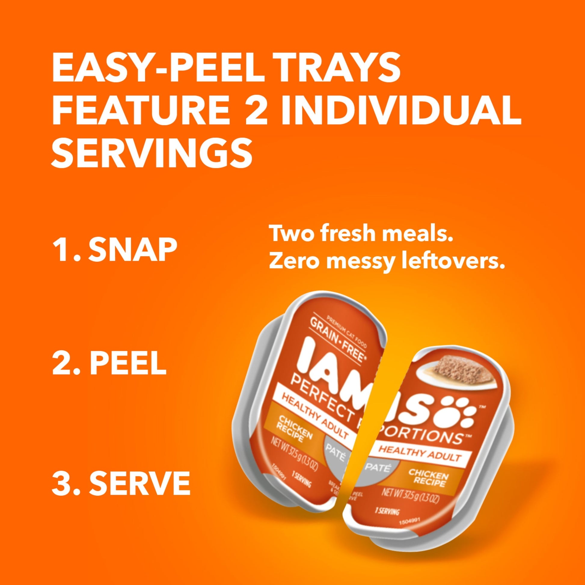 (24 pack) Iams Perfect Portions Healthy Kitten Grain Free Wet Cat Food Pate, Chicken Recipe, 2.6 Oz  Twin-Pack Tray