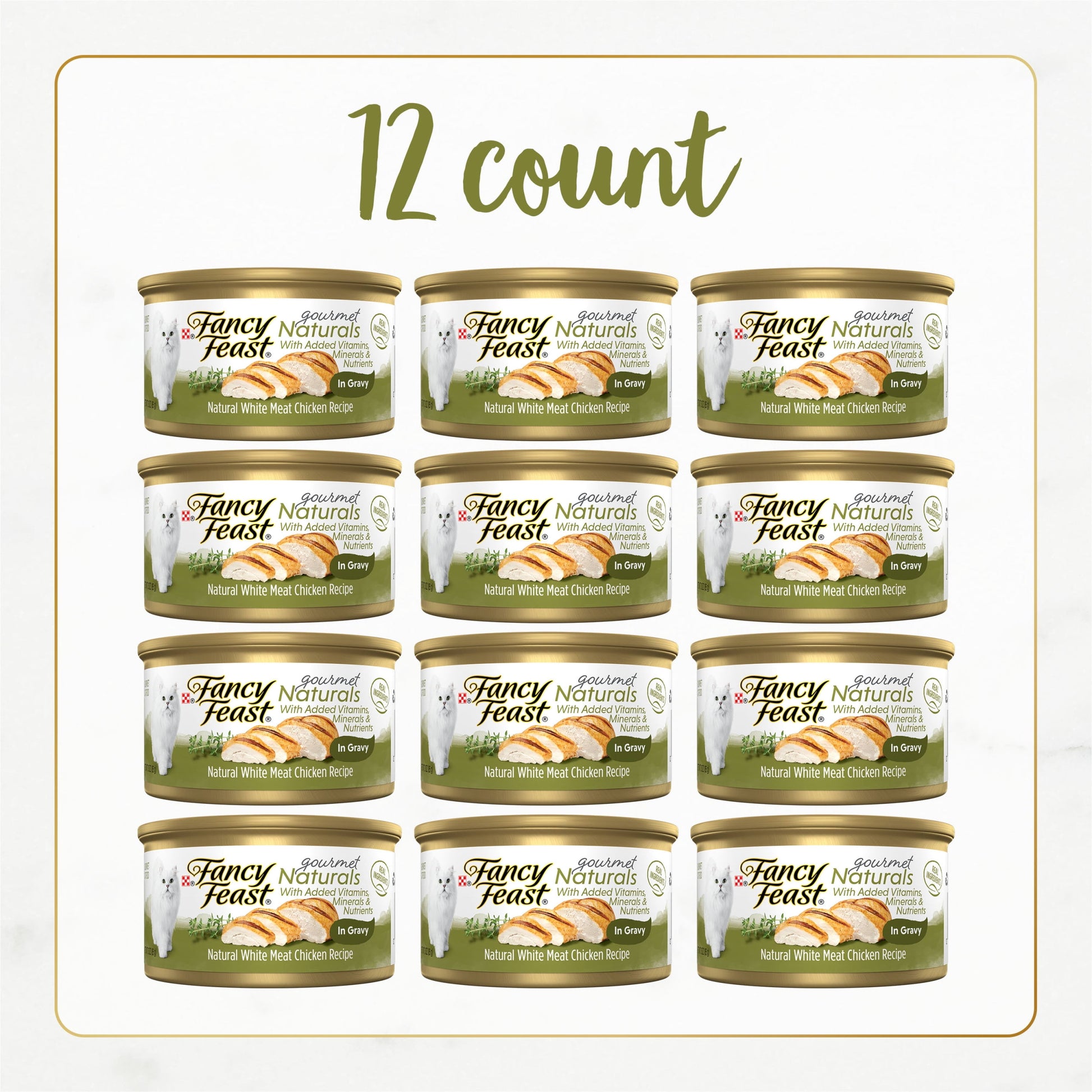 Purina Fancy Feast Gourmet Naturals Wet Cat Food, Chicken in Gravy, 3 oz Cans (12 Pack)