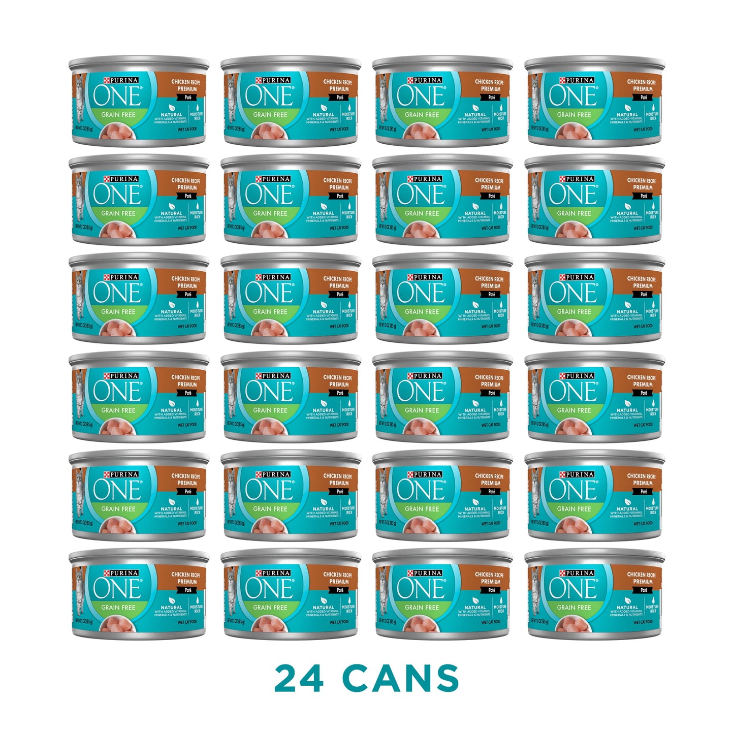 Purina ONE, Natural Grain Free Soft Chicken, Wet Cat Food Pate, 3 oz Cans, 24 Pack