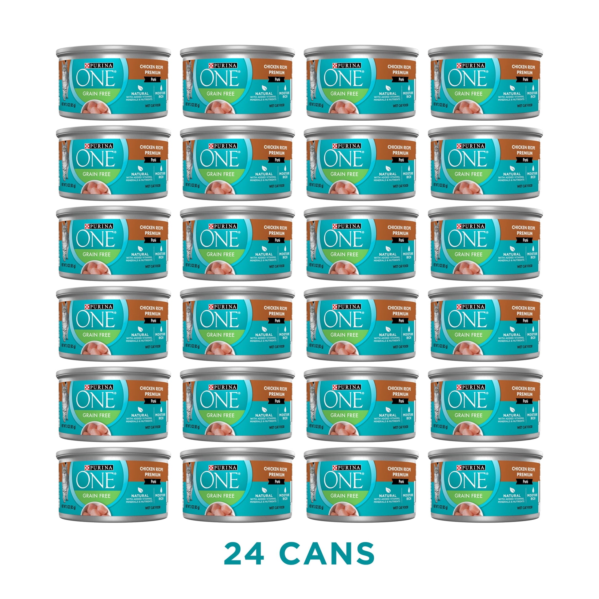 Purina ONE, Natural Grain Free Soft Chicken, Wet Cat Food Pate, 3 oz Cans, 24 Pack