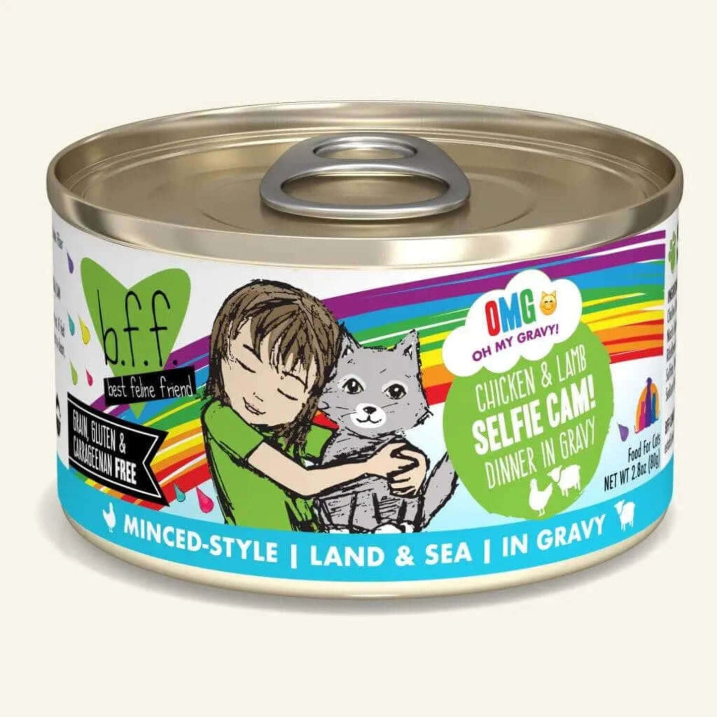 BFF Cat OMG Chicken  Lamb Selfie Cam! Chicken  Lamb Dinner in Gravy 2.8oz. (Case of 12)