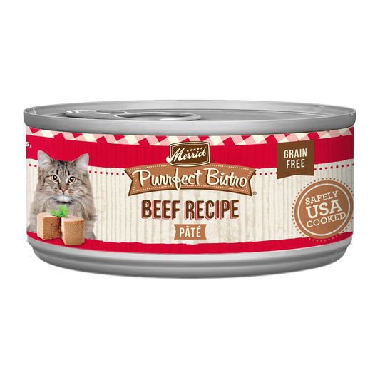 Merrick Purrfect Bistro, Grain Free High Protein Beef, Wet Cat Food Pate, 5 oz Cans, 24Pack