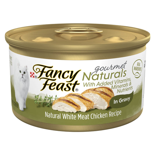 Purina Fancy Feast Gourmet Naturals Wet Cat Food, Chicken in Gravy, 3 oz Cans (12 Pack)