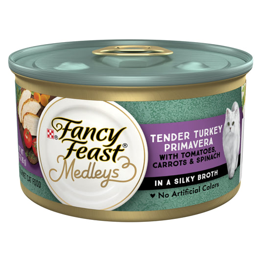 Purina Fancy Feast Medleys Kitten Food, Wet Cat Food, Turkey Primavera, 3 oz Cans (24 Pack)