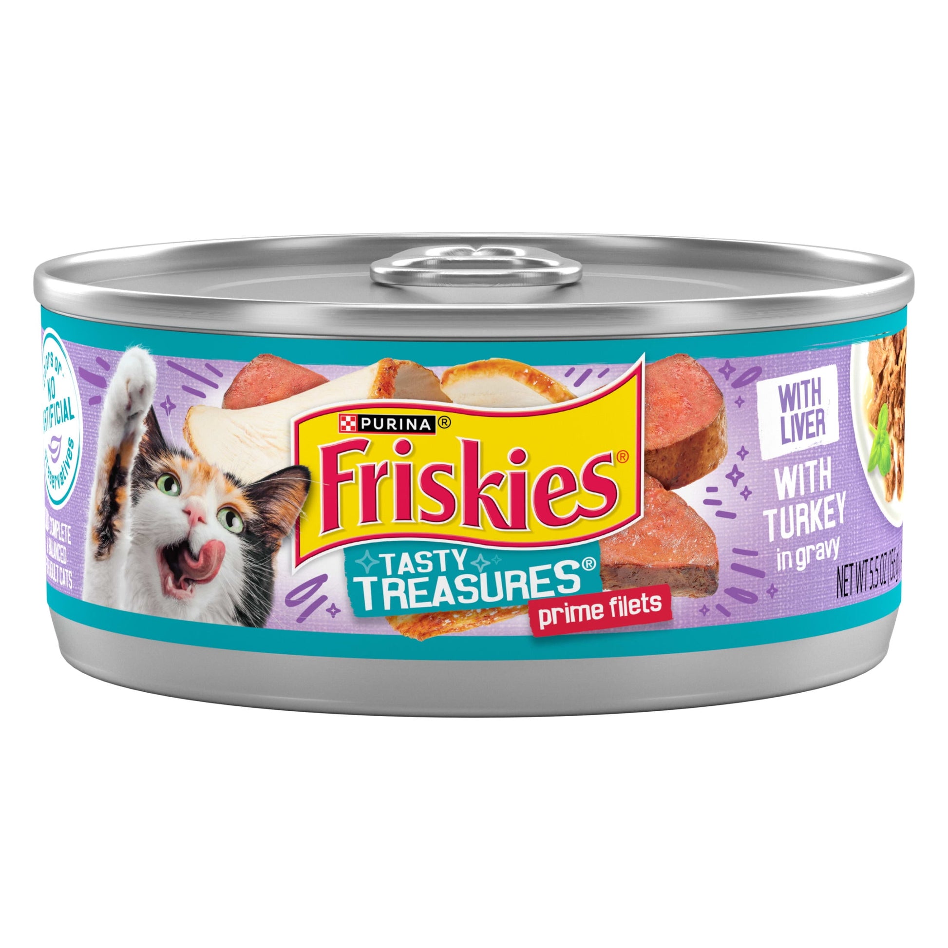Purina Friskies Turkey, Liver, and Chicken, Wet Cat Food, 5.5 oz Cans, 24 Pack