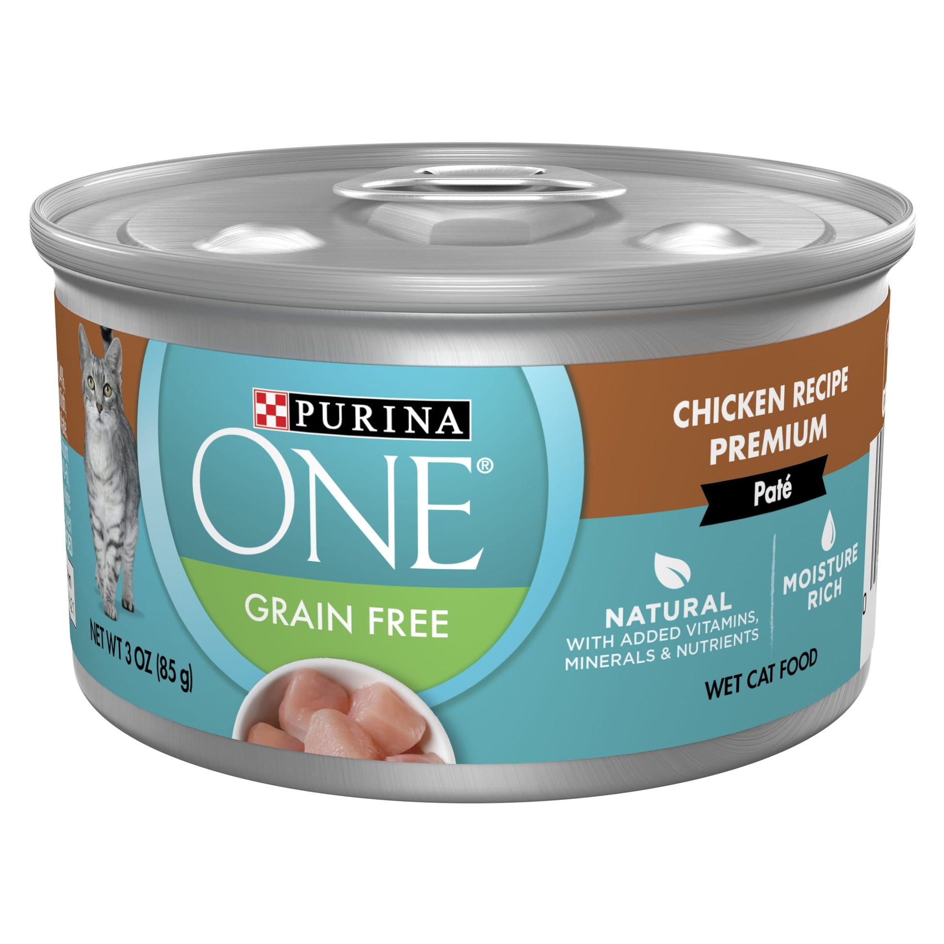 Purina ONE, Natural Grain Free Soft Chicken, Wet Cat Food Pate, 3 oz Cans, 24 Pack