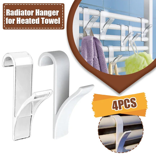 4pcs Hanger for Heated Towel Radiator Rail Bath Hook Holder Clothes