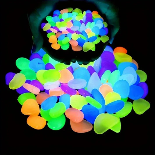100Pcs Glow in the Dark Garden Pebbles For Sidewalk Garden Terrace