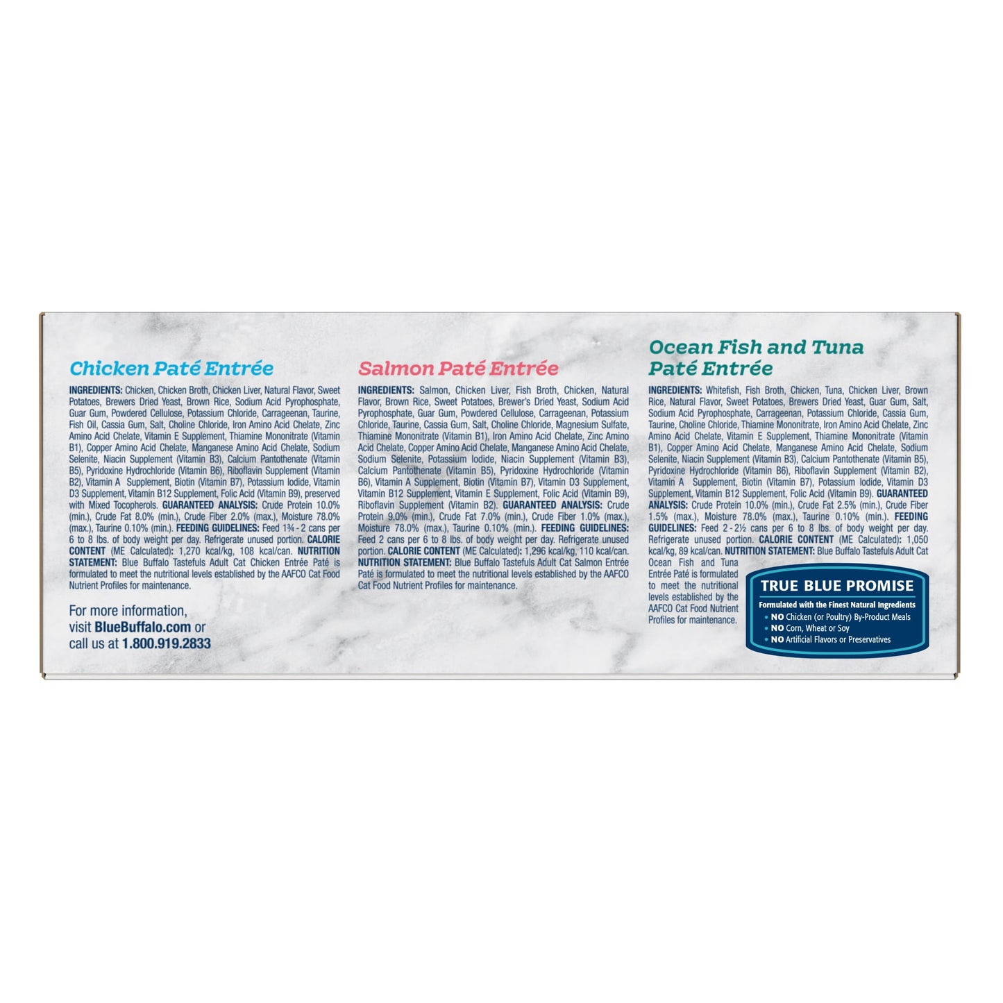 Blue Buffalo Tastefuls Natural Pate Wet Cat Food Variety Pack, Salmon, Chicken, Ocean Fish & Tuna Entrées 3-oz Cans (12 Count - 4 of Each Flavor)