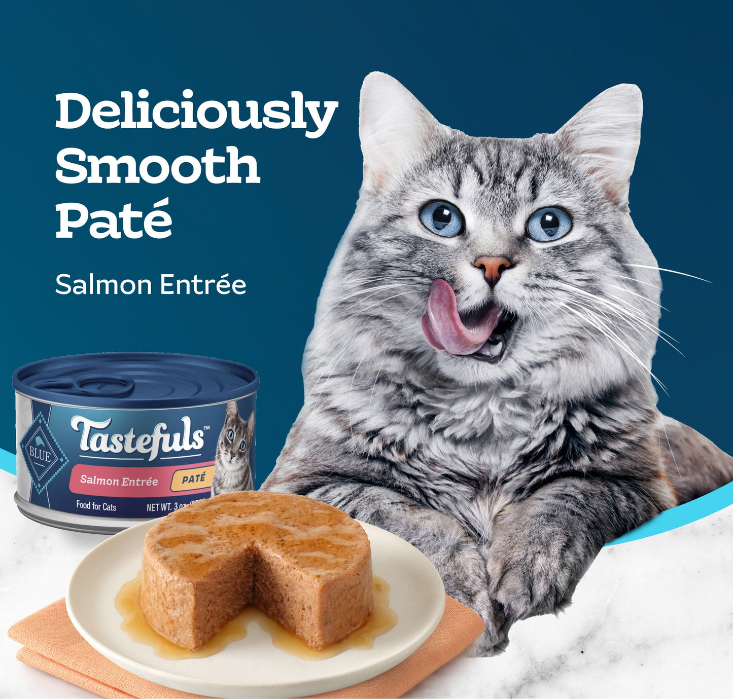 (24 pack) Blue Buffalo Tastefuls Wet Cat Food Paté Salmon Entrée 3-oz. Can