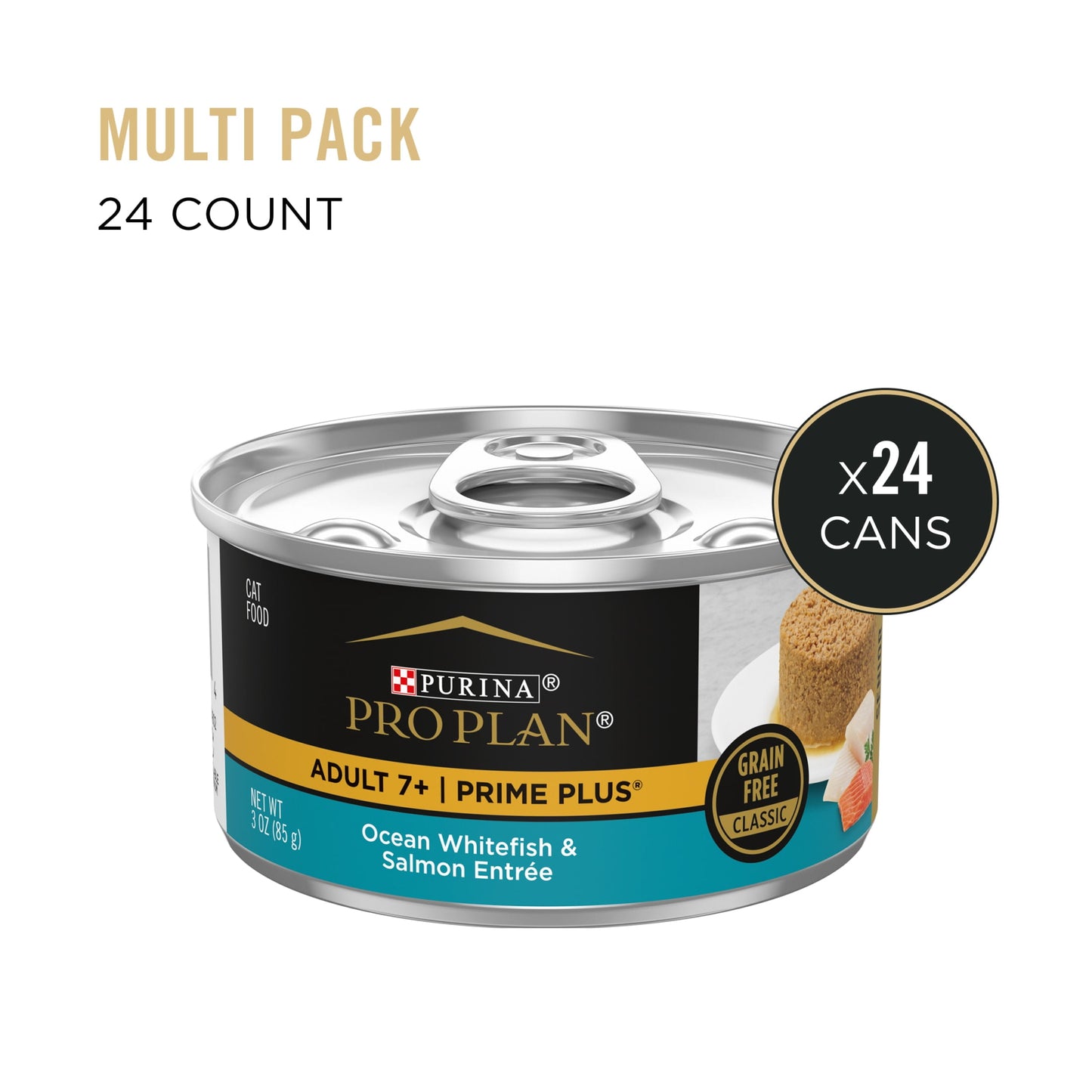 Purina Pro Plan, Grain-Free Ocean Whitefish and Salmon, Wet Cat Food, 3 oz Cans, 24 Pack