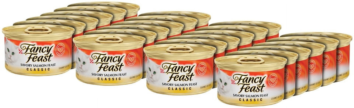 Purina Fancy Feast Classic Kitten Food, Wet Cat Food, Savory Salmon Feast, 3 oz Cans (24 Pack)