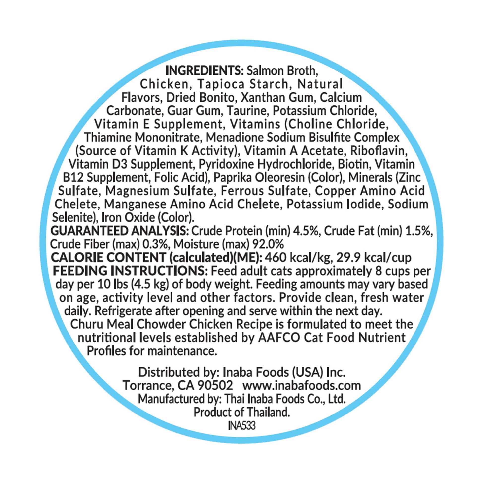 (6 pack) INABA Churu Meal Chowder Adult Wet Cat Food, 2.29 oz cup, Chicken Recipe with Salmon Flavor