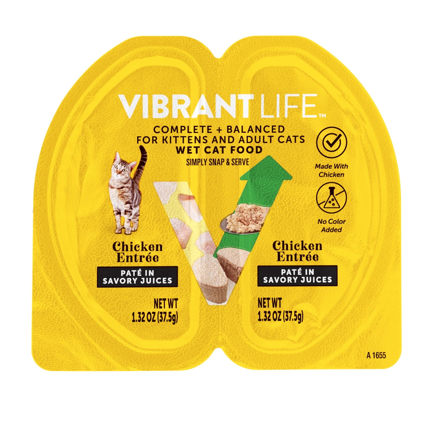 (6 pack) Vibrant Life Chicken Pate in Savory Juices Wet Cat Food, Grain-Free, 2.64 oz Split Tray