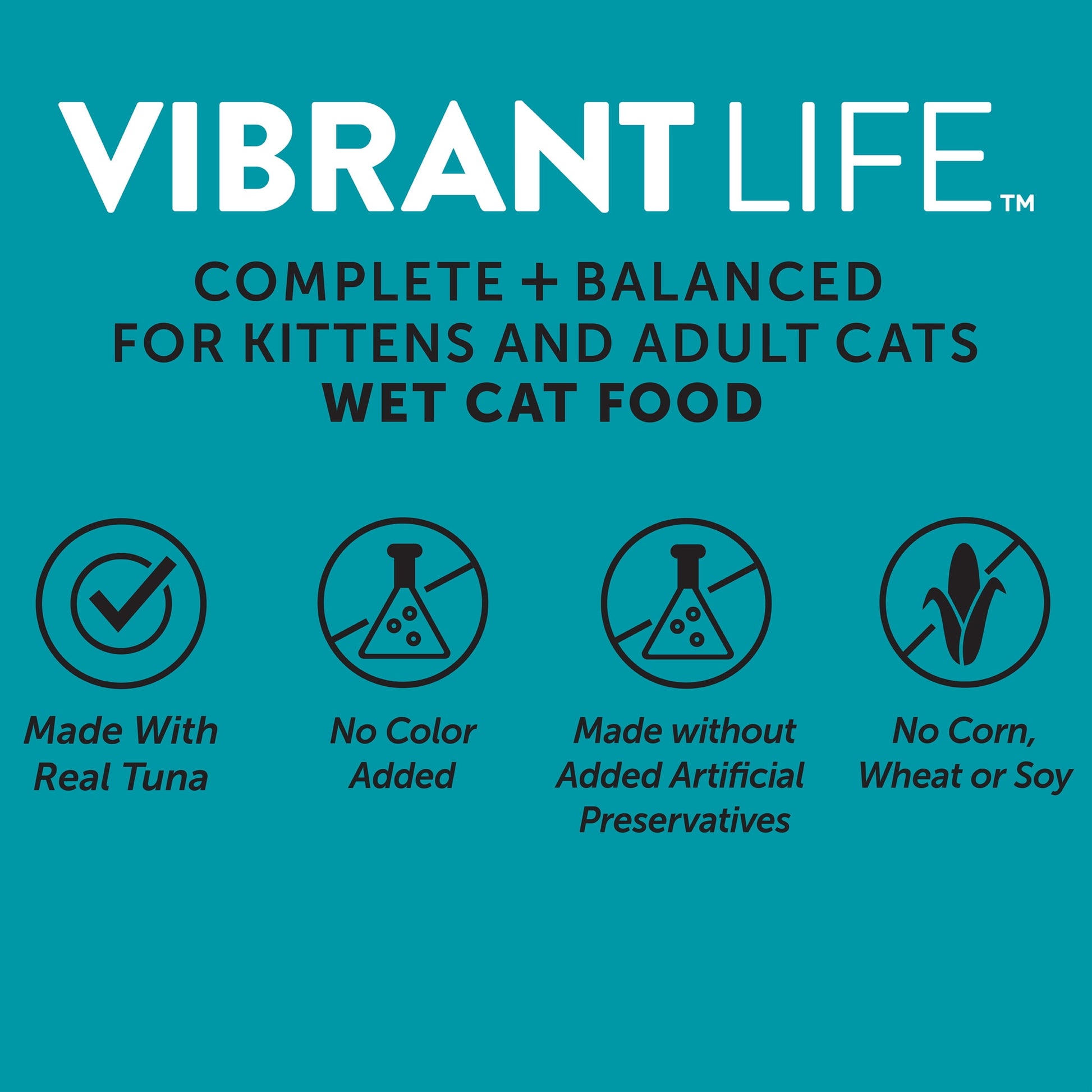 (6 pack) Vibrant Life Tuna Cuts in Gravy Wet Cat Food, Grain-Free, 2.64 oz Split Trays